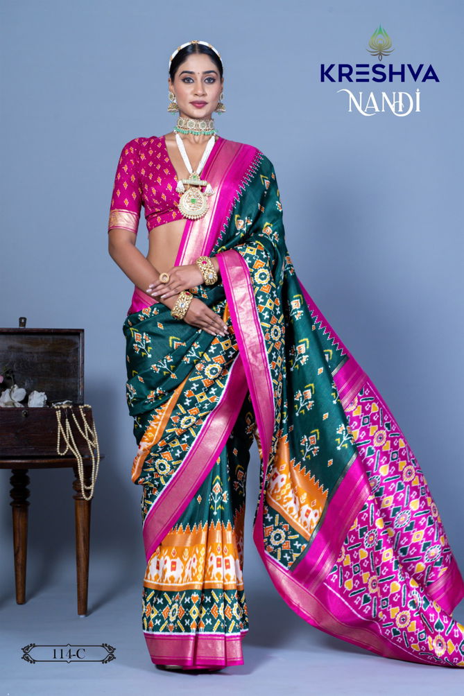 Nandi By Kreshva Pv Silk Printed Saree Wholesale Shop In Surat